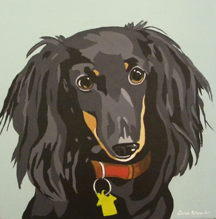Dachshund painting in acrylic