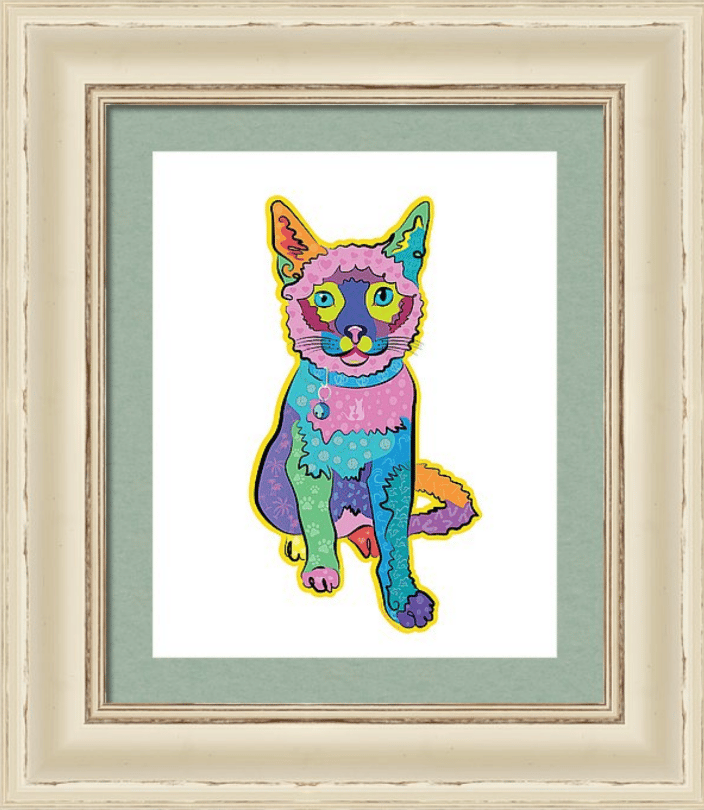 Custom pet portrait in high end custom frame