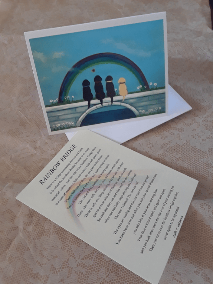 Rainbow Bridge dog sympathy card