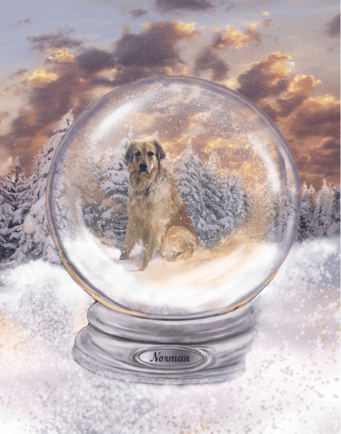 Your Pet in a Snow Globe! (digital painting on paper)