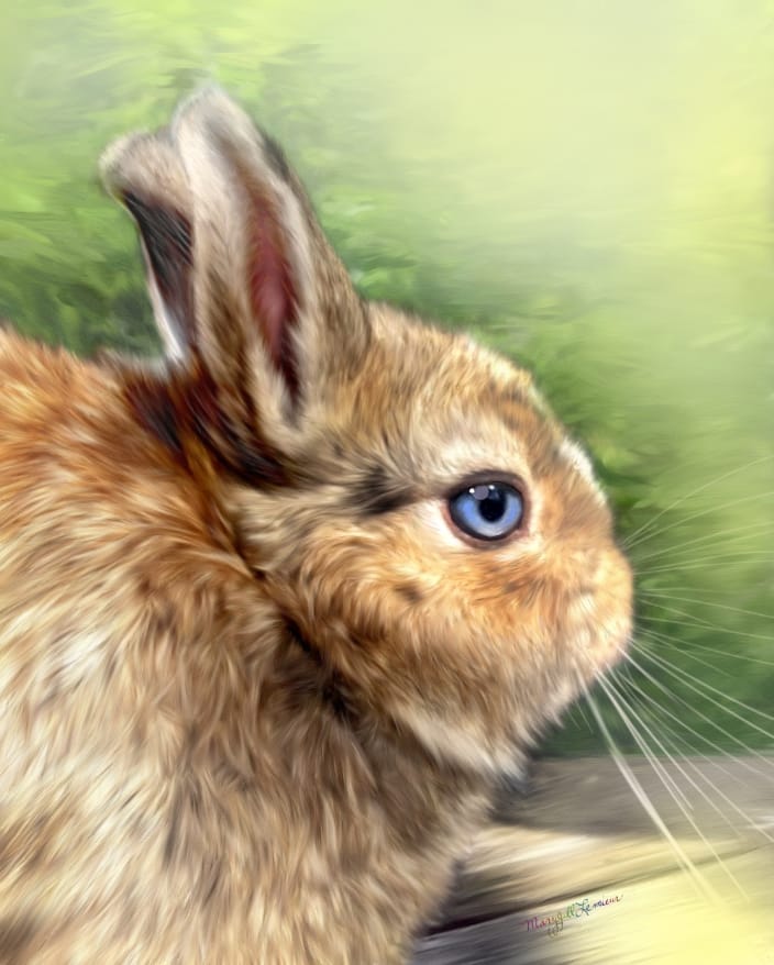 Carlos the Bunny (digital painting on canvas)