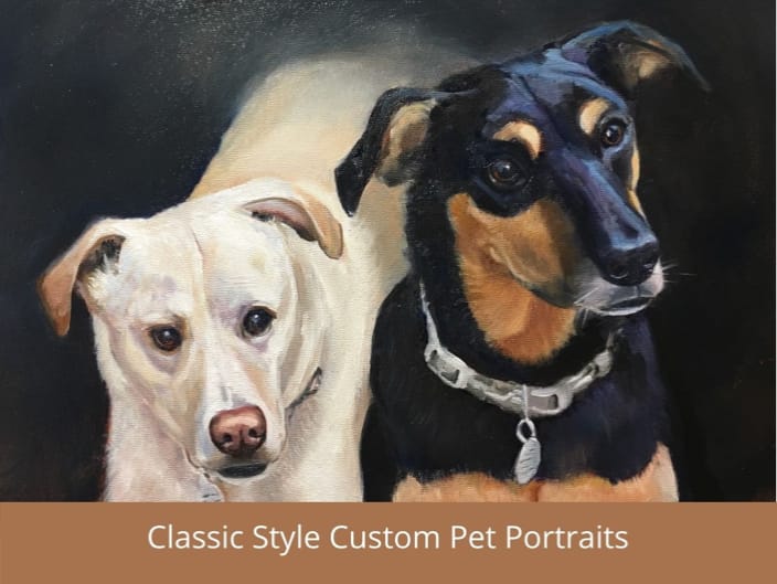 Classic Style Pet Portrait of two dogs
