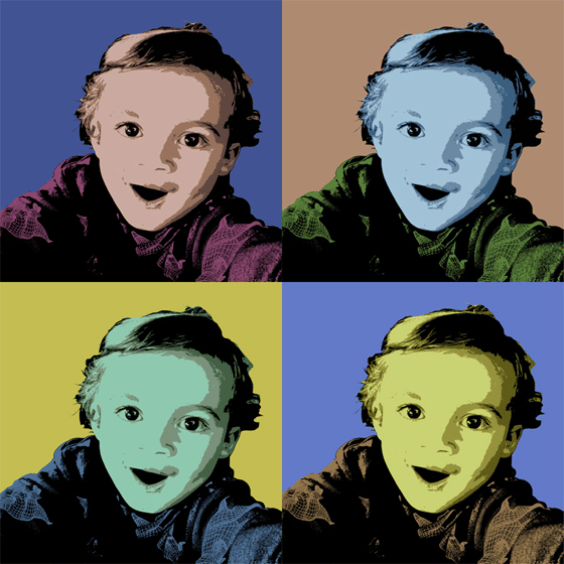 4 panels Warhol style child print