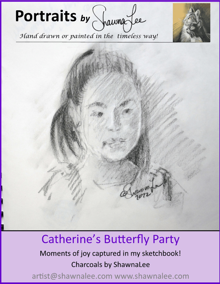 ShawnaLee also sketches children from life. This beautiful young lady was enthralled with the opposums at the booth next to Portraits by ShawnaLee.  Her gaze was just beautiful and full of wonder, curiosity and joy!
