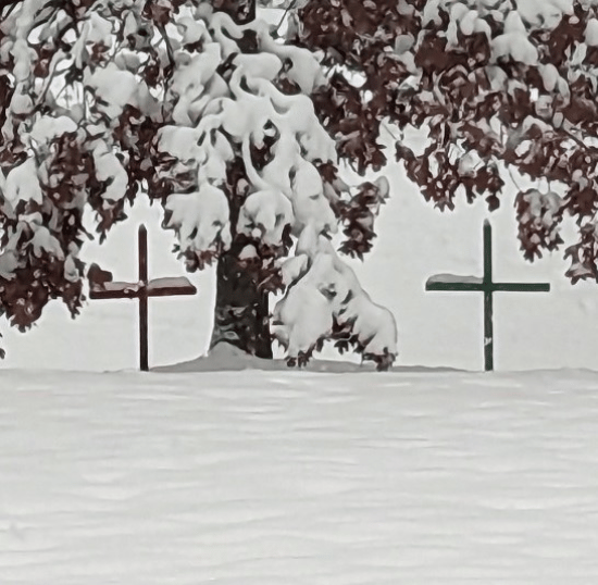 Everlasting Memorial Cross Snowfall